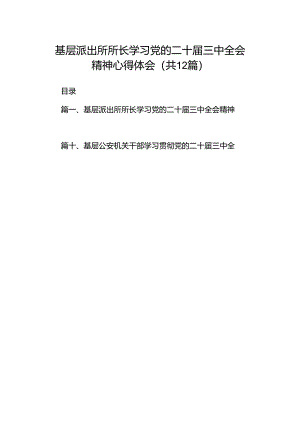 基层派出所所长学习党的二十届三中全会精神心得体会（共12篇）.docx