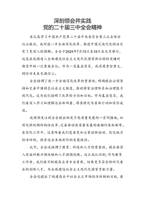 党的二十届三中全会精神学习体会.docx