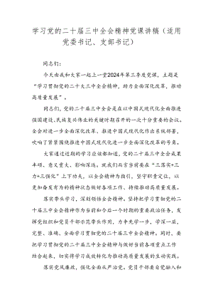 党的二十届三中全会精神专题党课讲稿学习稿.docx