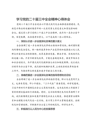 学习党的二十届三中全会精神心得体会 .docx