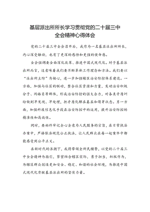 基层派出所所长学习贯彻党的二十届三中全会精神心得体会 .docx