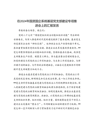 在2024年国资国企系统基层党支部建设专题推进会上的汇报发言.docx