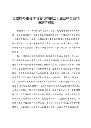 县政府办主任学习贯彻党的二十届三中全会精神发言提纲.docx