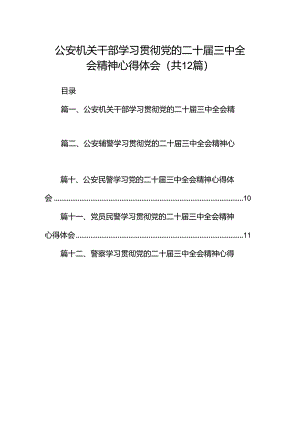 公安机关干部学习贯彻党的二十届三中全会精神心得体会12篇（精编版）.docx