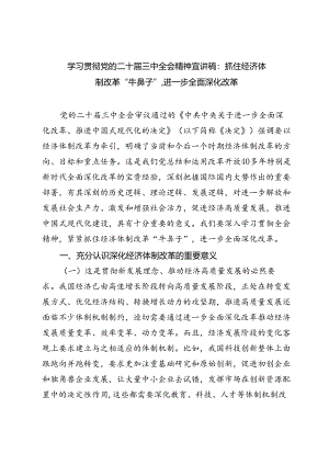 学习贯彻党的二十届三中全会精神抓住经济体制改革“牛鼻子”专题党课讲稿.docx