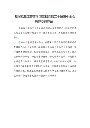 基层党建工作者学习贯彻党的二十届三中全会精神心得体会.docx