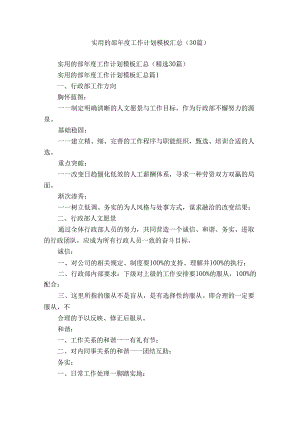 实用的部年度工作计划模板汇总（30篇）.docx