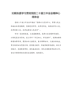 妇联执委学习贯彻党的二十届三中全会精神心得体会.docx