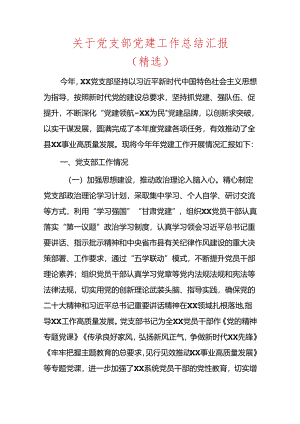 关于党支部党建工作总结汇报.docx