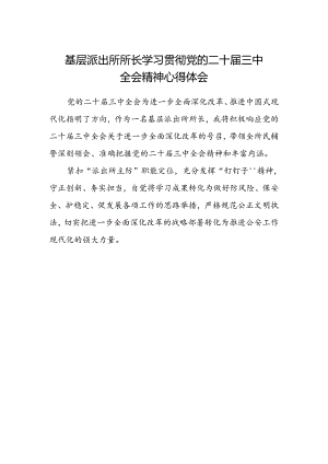 基层派出所所长学习贯彻党的二十届三中全会精神心得体会.docx
