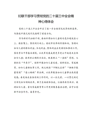 妇联干部学习贯彻党的二十届三中全会精神心得体会范文.docx