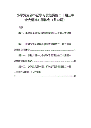 小学党支部书记学习贯彻党的二十届三中全会精神心得体会12篇（精选）.docx
