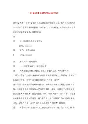 党支部委员会会议记录范文.docx