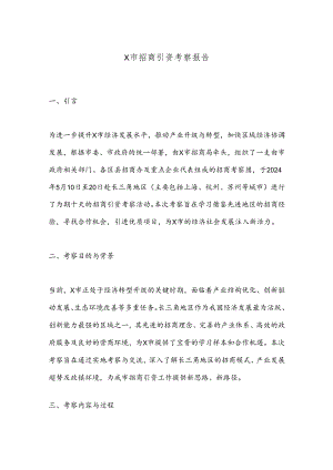 X市招商引资考察报告.docx