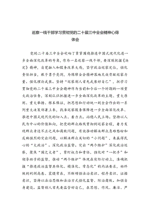 巡察一线干部学习贯彻党的二十届三中全会精神心得体会（共五篇）.docx