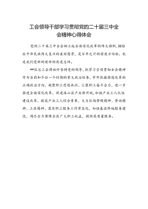 工会领导干部学习贯彻党的二十届三中全会精神心得体会.docx