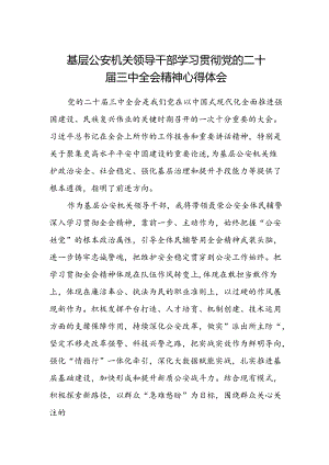 基层公安机关领导干部学习贯彻党的二十届三中全会精神心得体会范文.docx