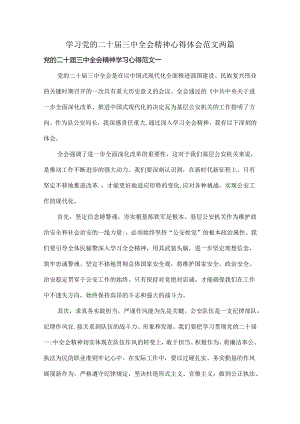 学习党的二十届三中全会精神心得体会范文两篇.docx