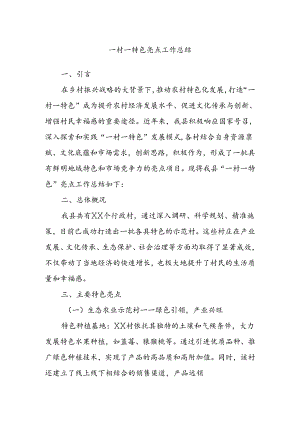 一村一特色亮点工作总结.docx