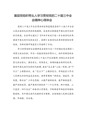 基层党组织带头人学习贯彻党的二十届三中全会精神心得体会.docx