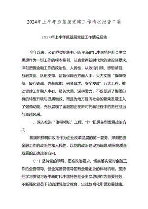 2024年上半年抓基层党建工作情况报告二篇.docx