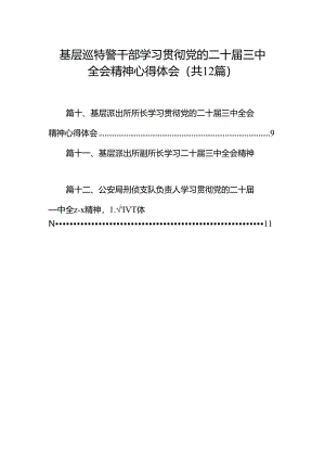 基层巡特警干部学习贯彻党的二十届三中全会精神心得体会12篇（详细版）.docx