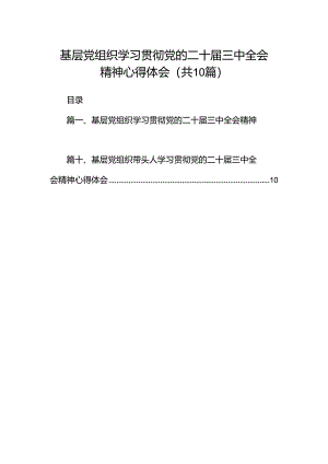 基层党组织学习贯彻党的二十届三中全会精神心得体会10篇（最新版）.docx