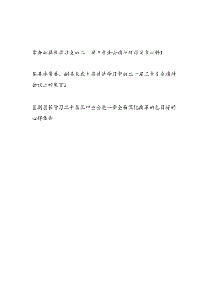 副县长在学习党的二十届三中全会精神研讨发言讲话和进一步全面深化改革的总目标的心得体会.docx