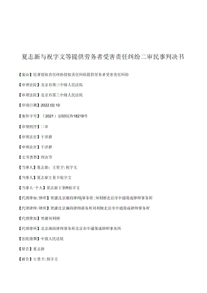夏志新与祝字文等提供劳务者受害责任纠纷二审民事判决书.docx