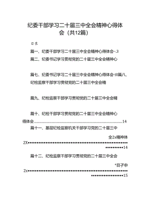 纪委干部学习二十届三中全会精神心得体会12篇（详细版）.docx