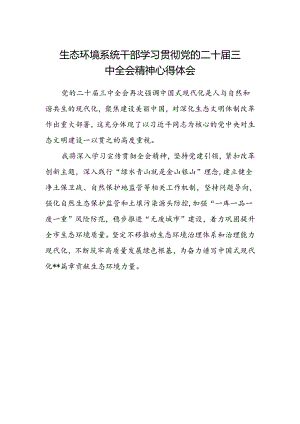 生态环境系统干部学习贯彻党的二十届三中全会精神心得体会.docx