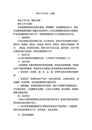 组长工作计划（32篇）.docx