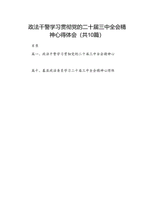 政法干警学习贯彻党的二十届三中全会精神心得体会范文10篇（精选）.docx