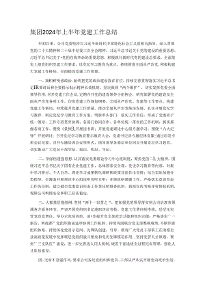 集团2024年上半年党建工作总结.docx