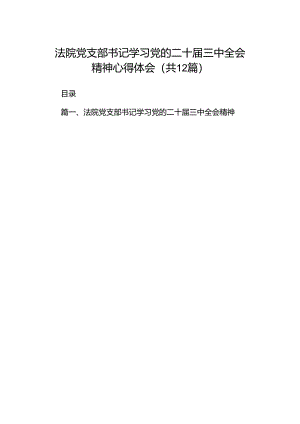 法院党支部书记学习党的二十届三中全会精神心得体会（共12篇）.docx