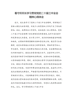 看守所所长学习贯彻党的二十届三中全会精神心得体会.docx