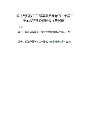政法战线政工干部学习贯彻党的二十届三中全会精神心得体会10篇（精选）.docx