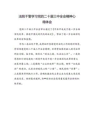 法院干警学习党的二十届三中全会精神心得体会 .docx