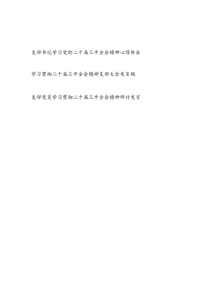 支部书记党员学习二十届三中全会精神心得体会研讨发言3篇.docx