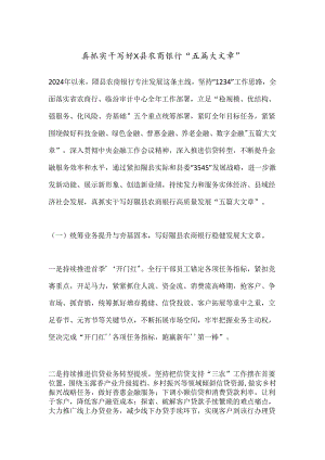 真抓实干写好X县农商银行“五篇大文章”.docx