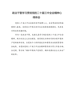 政法干警学习贯彻党的二十届三中全会精神心得体会范本.docx