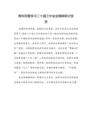 青年民警学习二十届三中全会精神研讨发言.docx