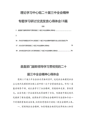 理论学习中心组二十届三中全会精神专题学习研讨交流发言心得体会18篇.docx