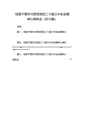 检察干警学习贯彻党的二十届三中全会精神心得体会精选【10篇】.docx