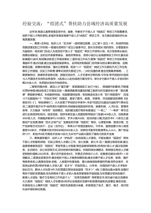 经验交流：“组团式”帮扶助力县域经济高质量发展.docx