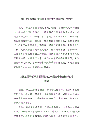 社区党组织书记学习二十届三中全会精神研讨发言8篇（详细版）.docx