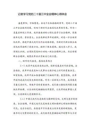记者学习党的二十届三中全会精神心得体会研讨发言.docx
