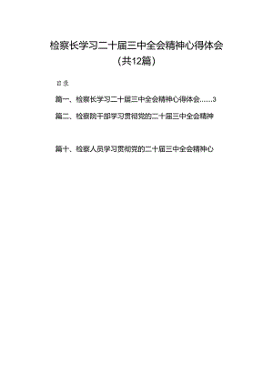 检察长学习二十届三中全会精神心得体会12篇（最新版）.docx