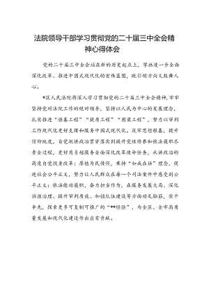 法院领导干部学习贯彻党的二十届三中全会精神心得体会 .docx