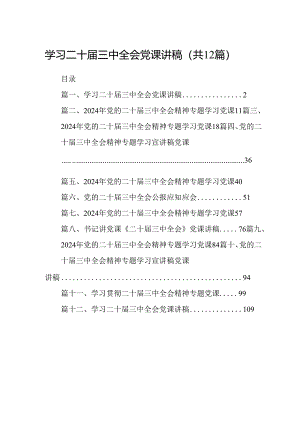 （12篇）学习二十届三中全会党课讲稿合集.docx